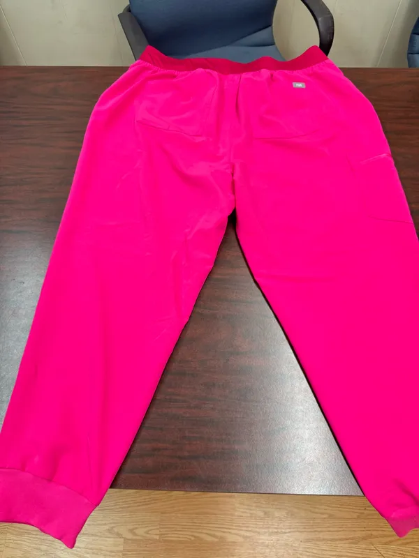 Figs High Waisted Zamora Jogger Scrub Pants in Shocking Pink Size 3XL - Image 2