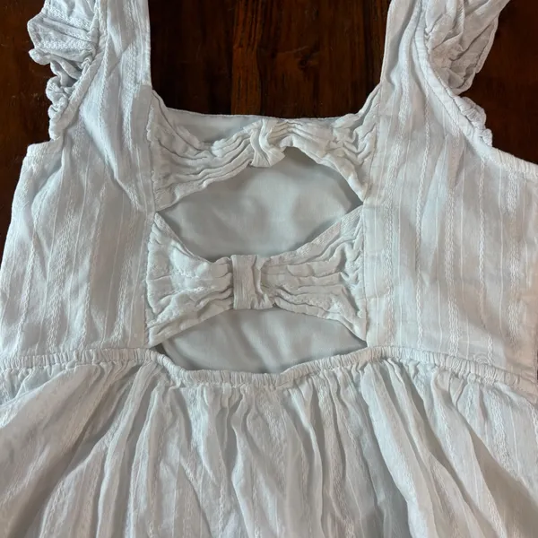 Mi Ami for Francesca's White Ruffle Bow Back Mini Dress Womens Small Cotton - Image 8