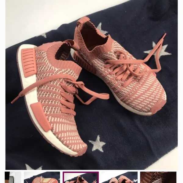 Adidas Boost NMD R1 PrimeKnite Sneakers Size 10 Womens White And Pale Pink - Image 3