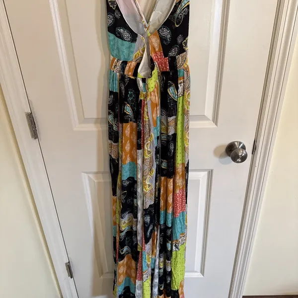 Privy NWT Patchwork Maxi Dress W Spaghetti Straps Size Small Boho Hippie Cottage - Image 5