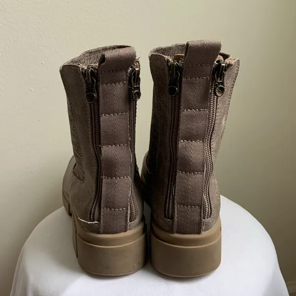 Blowfish Moor Lug Sole Leather Boot (Sz 8.5) Sea Mushroom Prospector/Tech Knit - Image 4