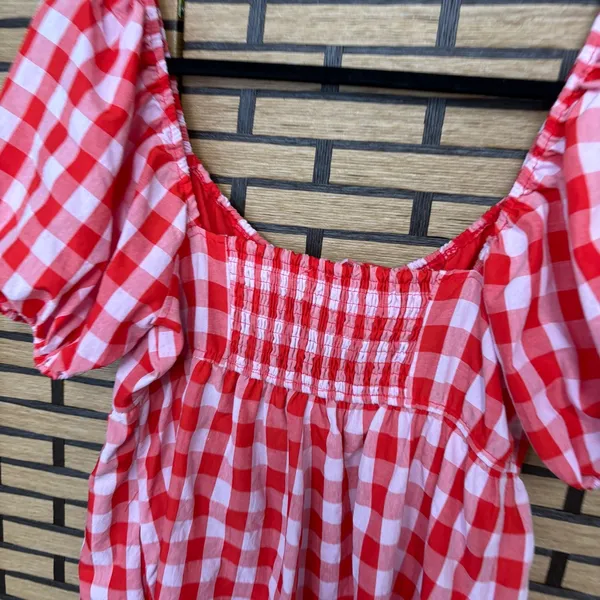 Day + Moon Pink‎ And Red Plaid Romper Size Large Pink - Image 8