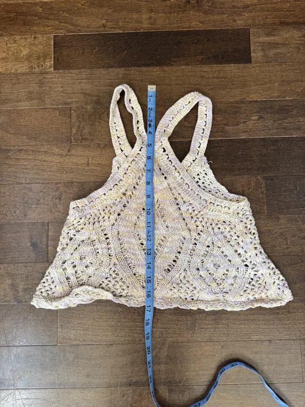 Free people pastel crochet crop tank top small - Image 6