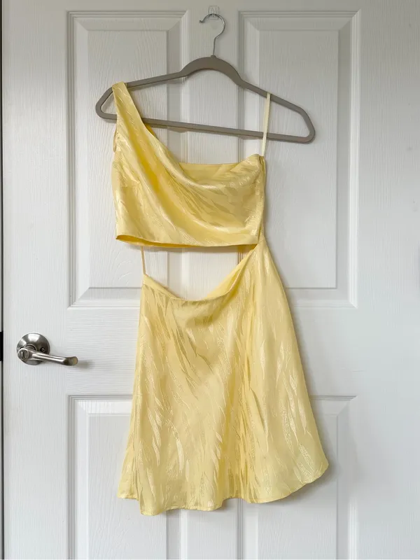 Runaway The Label Etta One-Shoulder Cutout Mini Slip Dress in Butter Yellow - Image 3