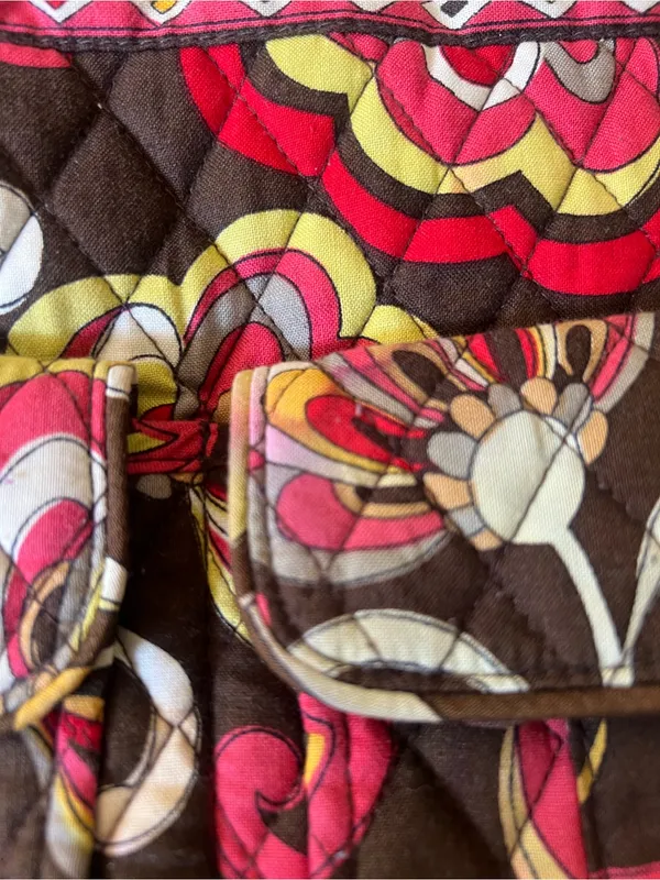 Vera Bradley Brown, Pink & Yellow Quilted Floral Tote - Image 7