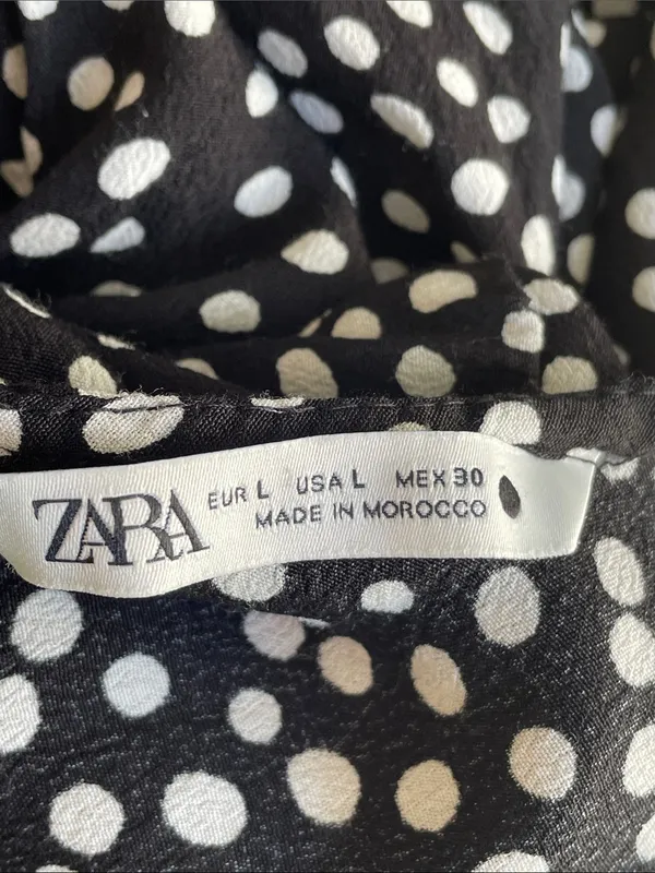 Zara Black and White Polka Dot Midi Dress - Image 6
