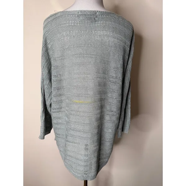 Tahari Light Green Linen Open Knit Pullover Sweater - Image 6