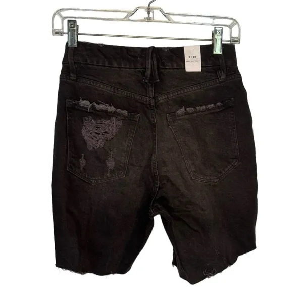 Good American Good 90s High Rise Raw Hem Icon Short in‎ Black Size 0/25 NWT - Image 6