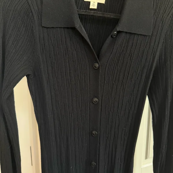 Open Edit Ribbed Button-Down Midi Dress - Image 4