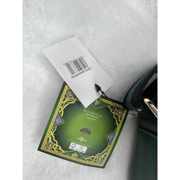 Wicked Bioworld Crossbody Bag Womens Small Green Butterflies Faux Leather Zip - Image 2