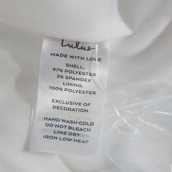 Lulus White Satin Wedding Dress with Pearl Straps NWT Size XS - Image 12