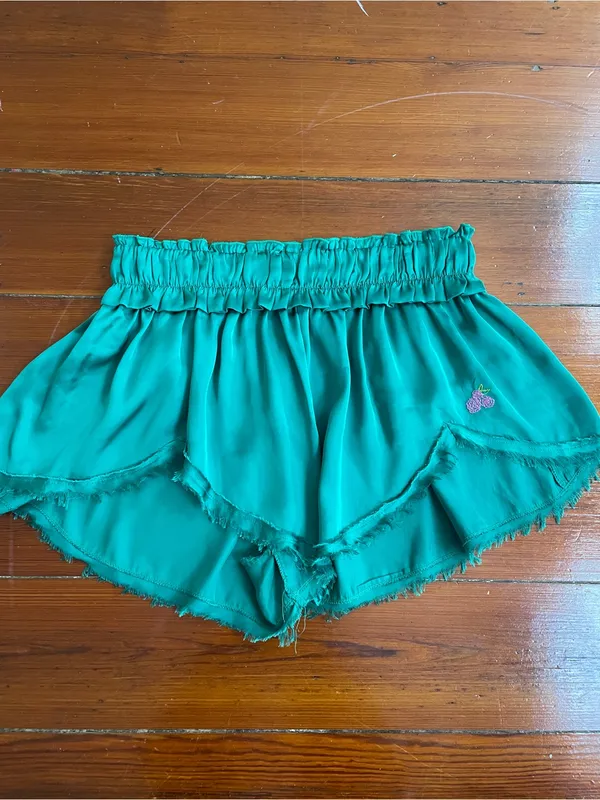 Free People Like Honey Pajamas PJ Top & Shorts Set in Silky Golf Green Sz S 🧡🎀 - Image 8