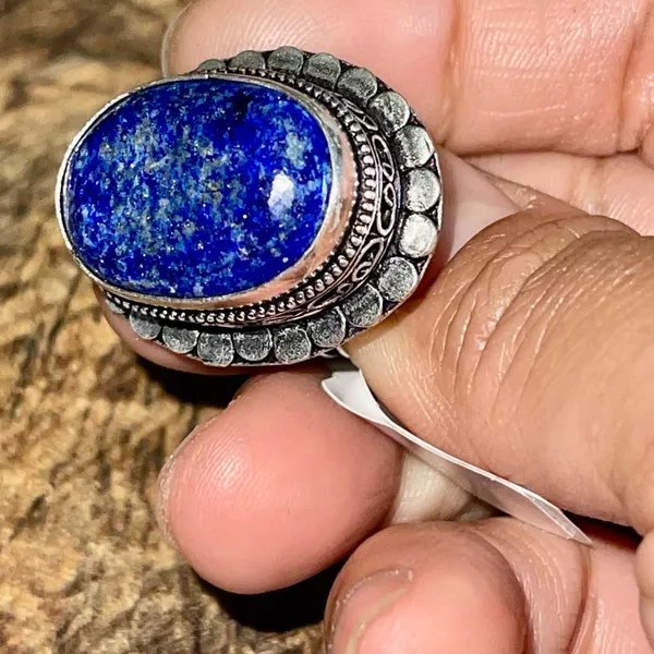 Lapis Lazuli Ring Size 7 1/4 Gold - Image 6