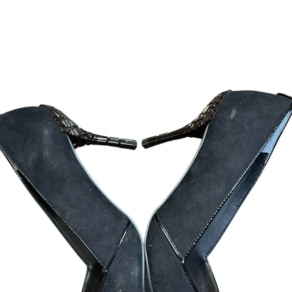J Renee Shoes Womens Size 7.5 Black Pointed Toe Pumps Stiletto‎ Croc D'Orsay - Image 6