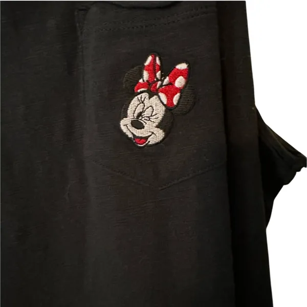 Disney Parks Embroidered Minnie Mouse Black White Polka Dot Tank w Ruffled Hem L - Image 4