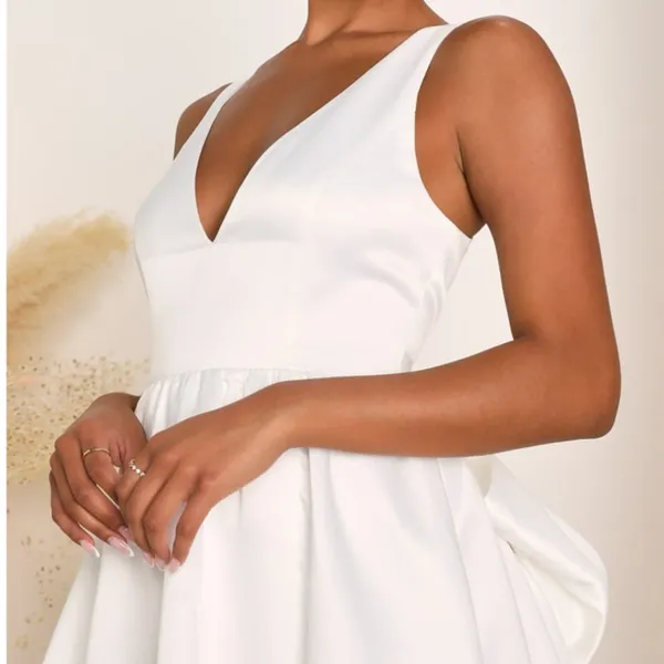 Lulus Lux Bridal NWOT Blissfully Beloved Ivory Backless A-Line Bow Wedding Dress - Image 5