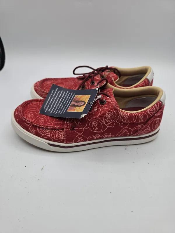 Twisted X Womens Kicks Shoes Loafers Sneakers Womens 7 Red Canvas Western Lace - Image 7