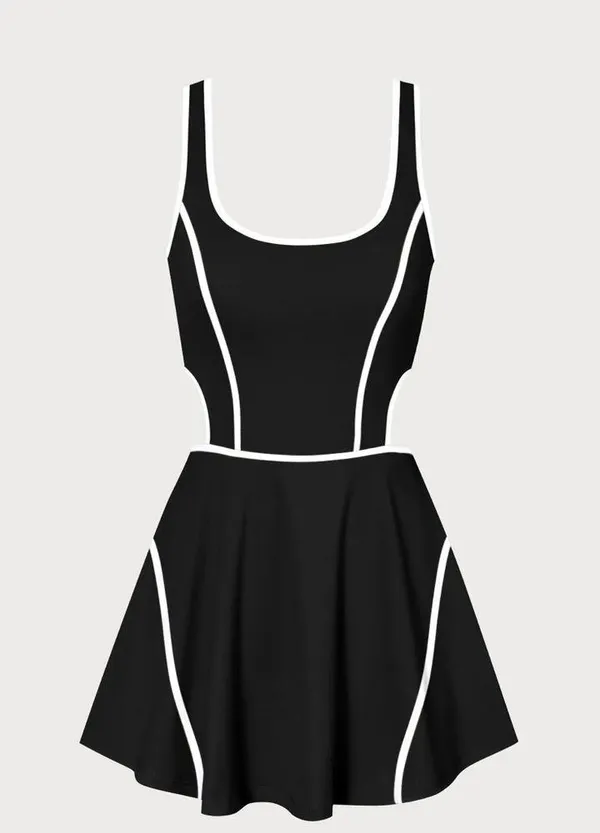 Berlook Black Contrast Cutout Tennis Dress - Image 7
