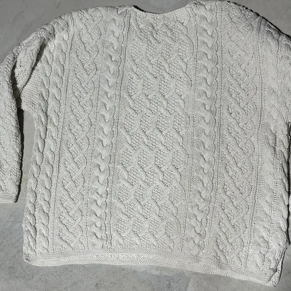 Vintage Abercrombie & Fitch Cable Knit Sweater Hand Made Grandpacore SZ S Thick - Image 11