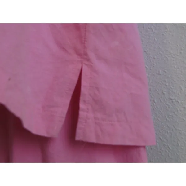 Vintage 90s Cotton Pajama Set‎ XXXL Pink Cotton Floral Embroidered Button Up - Image 7