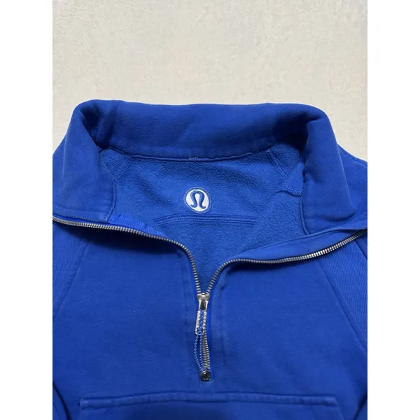 Lululemon Women's Scuba Royal Blue Solid 1/2 Zip Fleece Pockets Size Xs/S - Image 3