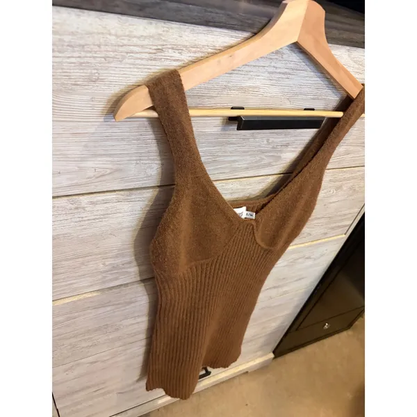 Princess Polly Brown Knit Mini Dress Sleeveless Ribbed Corset Bust Size S/M - Image 4