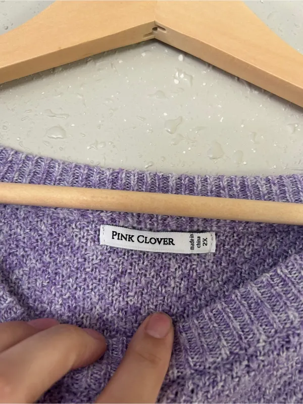 Pink Clover Lavender Crewneck Sweater Comfy Soft Purple 2X - Image 3