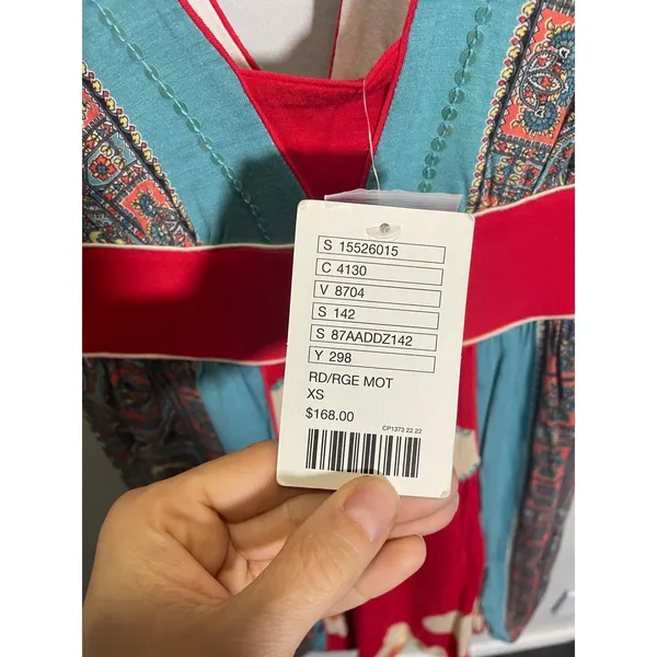 Anthropologie Rio Rio Dress Womens XS Red Mixed Print Sequin Boho 87AADDZ142 - Image 4