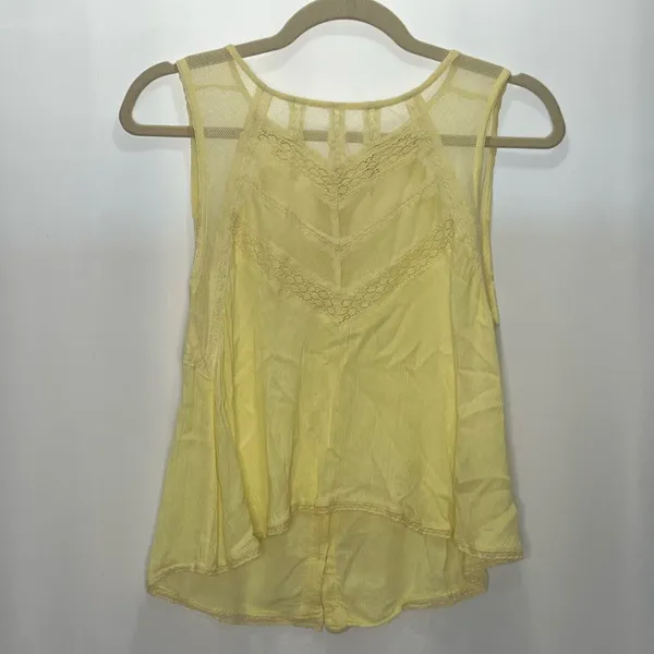 Free People Butter Yellow Sleeveless Button Down Blouse - Image 2