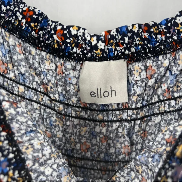 Elloh Multicolor Ditsy Floral Smocked 3/4 Puff Sleeve Tiered Midi Dress‎ Prairie - Image 6