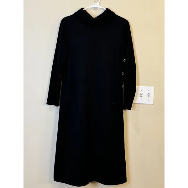 Vintage Sunshine‎ Alley Black Women's Sweater Dress Size 10 Button Accent - Image 8