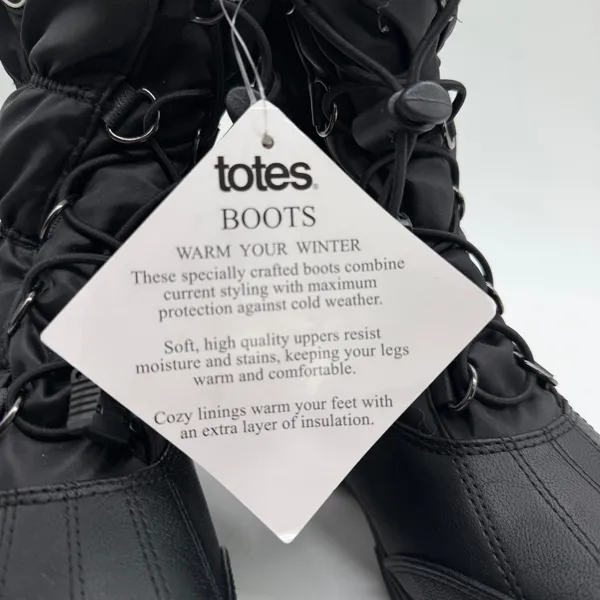 Totes April Black Wide Width Snow Boots Womens 5W Thermolite Insulated Faux Fur - Image 7