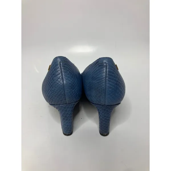 Vionic Mia Pumps Women 9.5 Blue Fair Snakeskin Embossed Leather Kitten Heel - Image 6