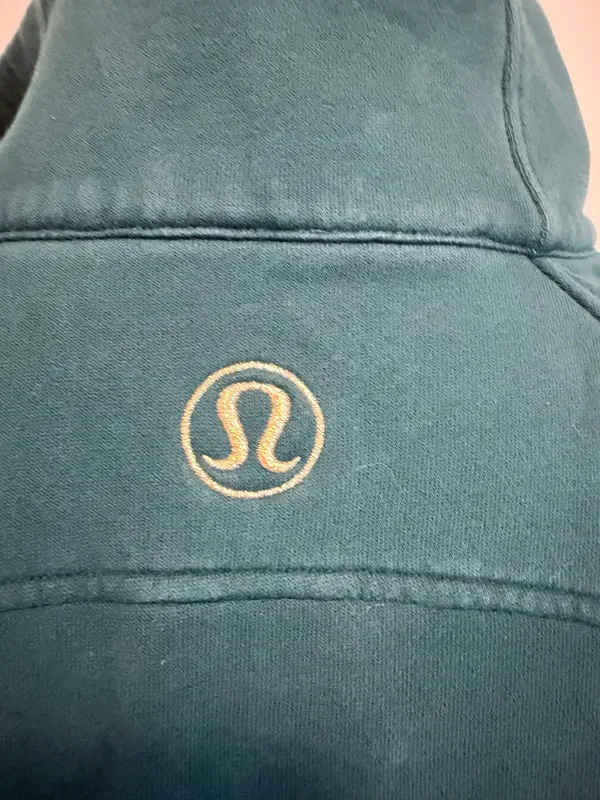 Lululemon Oversized Funnel-Neck Half Zip Scuba Storm Teal w/Gold Zipper size M/L - Image 13