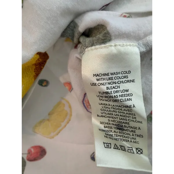 Maeve Anthropologie Lemon Cherry Fruit Print V-Neck Flutter Sleeve Cotton Top S - Image 8