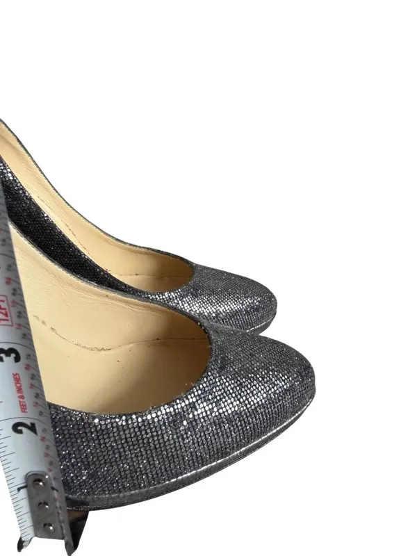 JIMMY CHOO Pewter Silver Metallic Heels Size 36 / US 6 - Image 2