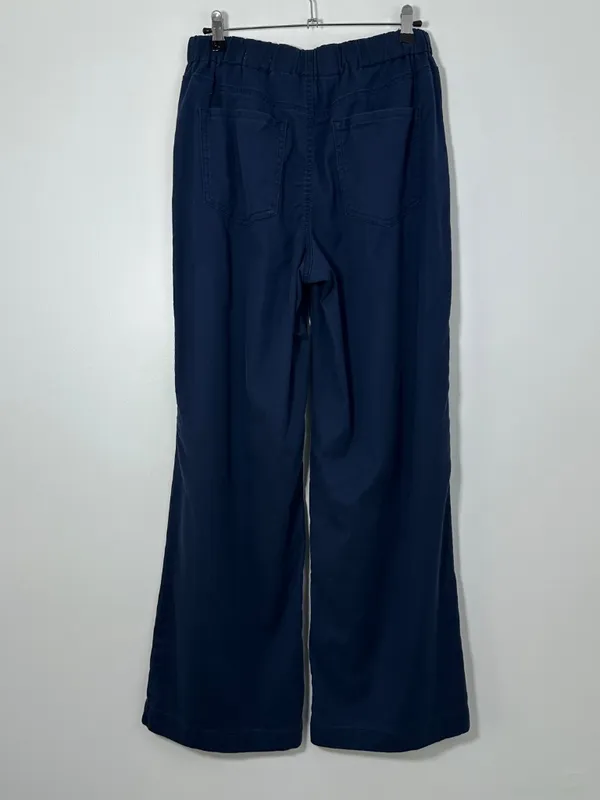 Wonderly Women's Size 10 Pleat Front Wide Leg Pants Navy Blue Office Work Casual - Image 4