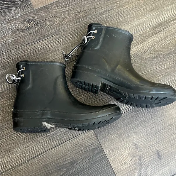 Sperry Top-Slider Women's Black Rubber Walker Turf Rain Boots women Sz 7M - Image 4