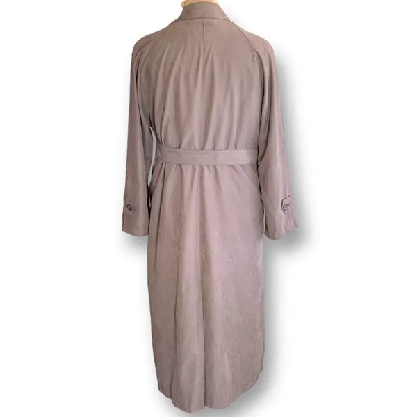 Vintage 90s London Fog Tan Faux Suede Belted Trench‎ Coat Women’s Size 6 Classic - Image 5