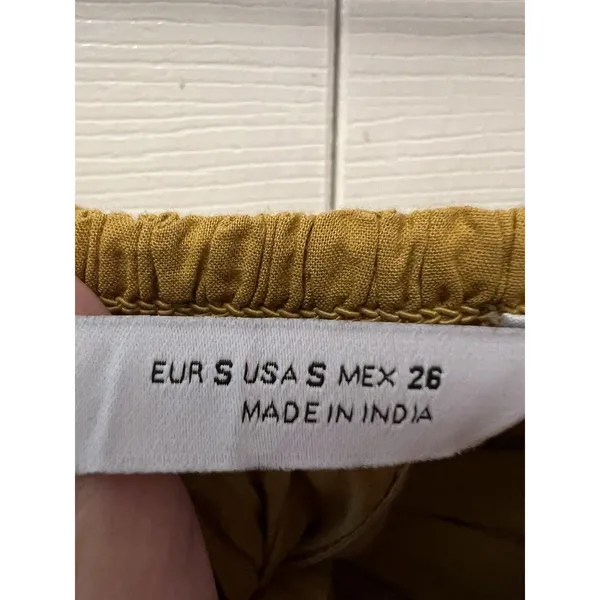 Zara Midi Dress Women’s Size Small Mustard Yellow‎ Smocked Embroidered tie front - Image 6