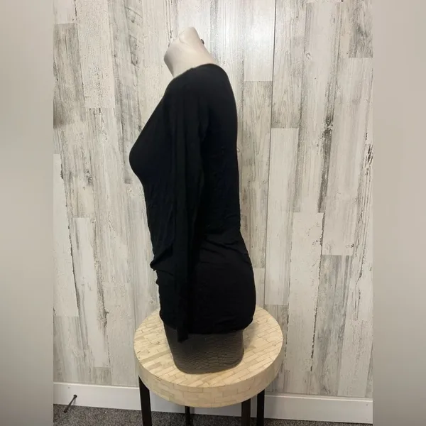 Alya Black Long Sleeve Ruched Bodycon Mini Dress XSmall - Image 2