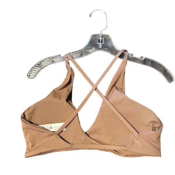 Women's XXL Dark Brown Padded Sports Bra Criss-Cross Back‎ Wireless - Image 4