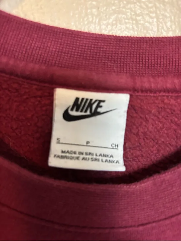 Nike Air Womens Sweatshirt Crew Neck Pullover Logo Fleece Burgundy Maroon‎ Small - Image 3