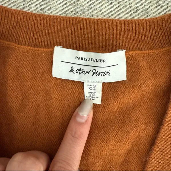 &Other Stories Light Brown 100% Cashmere Sweater Size XS - Image 5