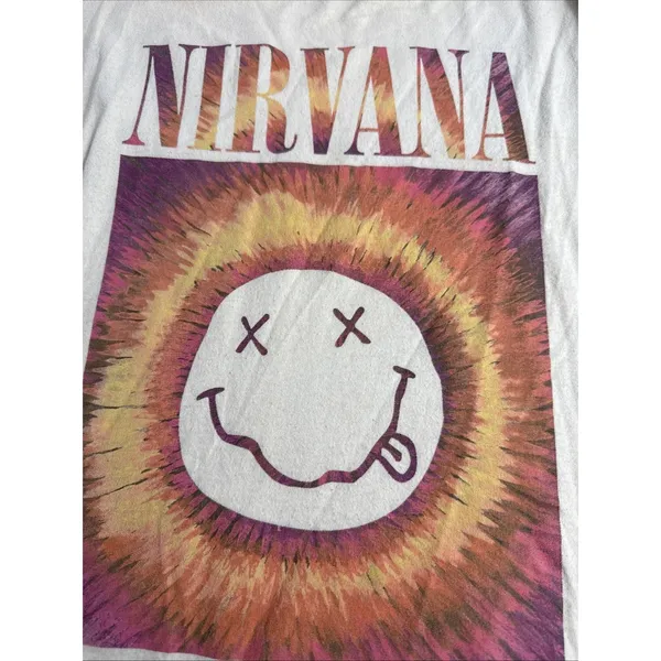 Old Navy Nirvana T Shirt Women's L 10/12 Beige Graphic Print Band Collectible - Image 2