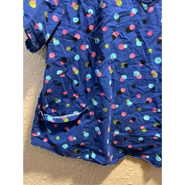 SB Scrubs Blue With Polka Dots Scrub Top Woman’s Size 2X - Image 3