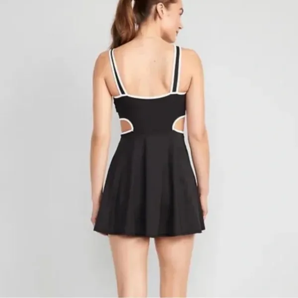 Old Navy Tennis Dress Stretch Powersoft Cutout Black White Mini Shorts XS - Image 7