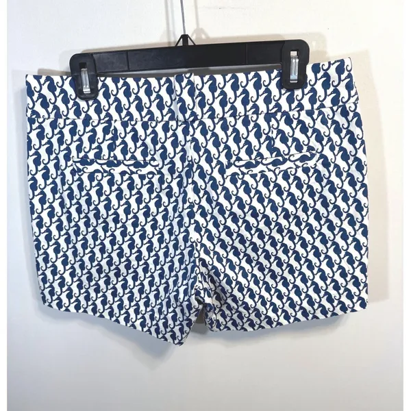 J.Crew Womens‎ Navy Blue Seahorse Print Stretch Side Zip Shorts Size 6 Nautical - Image 6