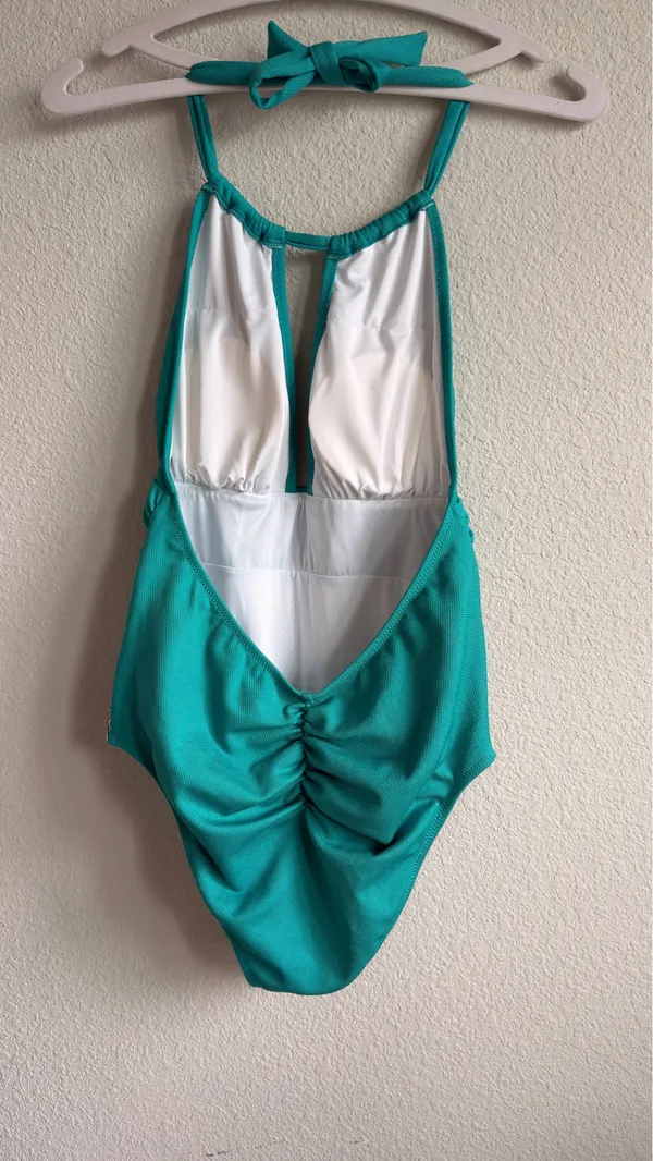 Cupshe Aqua Textured Halter One Piece Swimsuit - Image 6