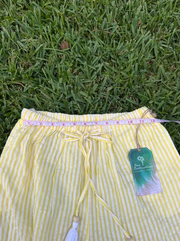 True Destinations Resort Wear Lemon Meringue Yellow Stripe Wide Leg Pants XS NWT - Image 5